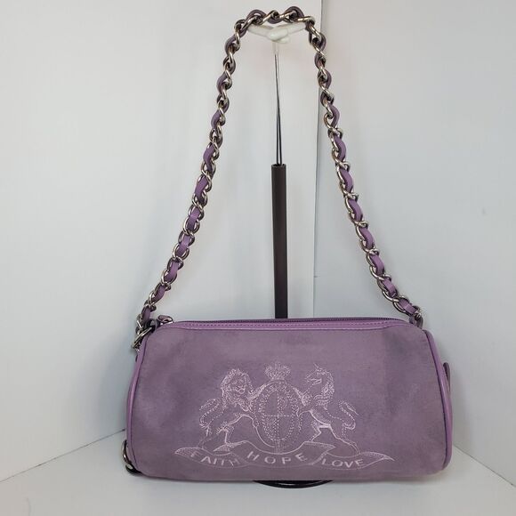 I Love to Shop Handbags - Y2K Purple Lavender Faux Suede Shoulder Bag Purse 10x6x4 90s Street Summer